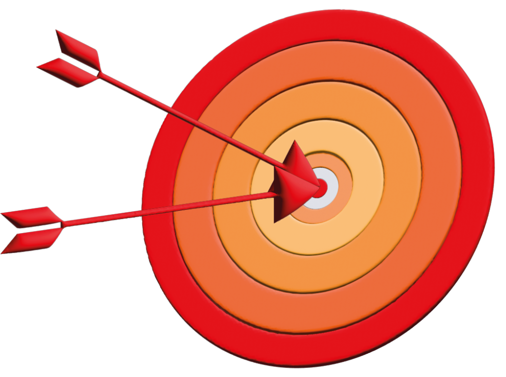 Illustration d’une cible avec des flèches au centre représentant un objectif atteint